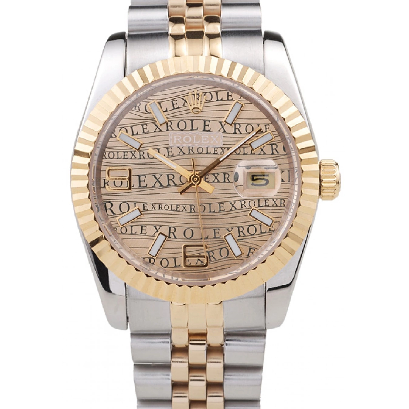 Aaa replica watch Rolex Stainless PlatedGold DateJust Dial Tone Two 18k Gold Steel 0728